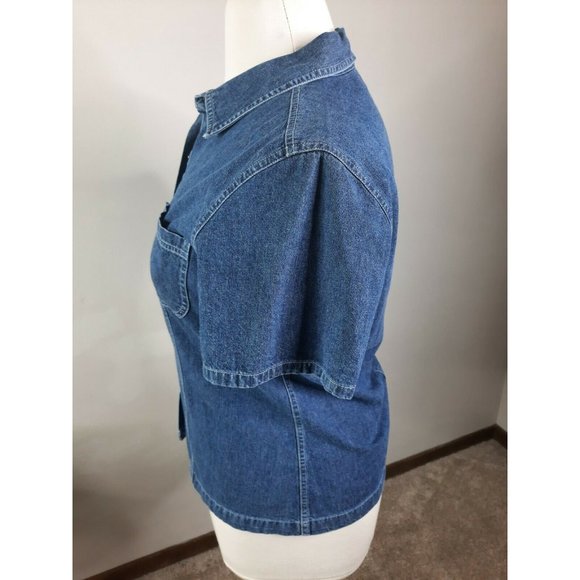 S2 Vtg 90s Blue Jean Western Denim Shirt Snaps L - Picture 5 of 9